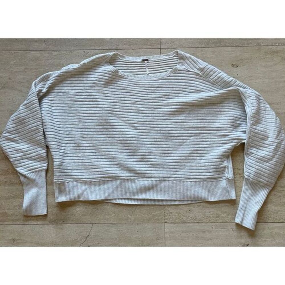Free People Striped Crop Sweater Long Sleeve Casual Knit Top size S